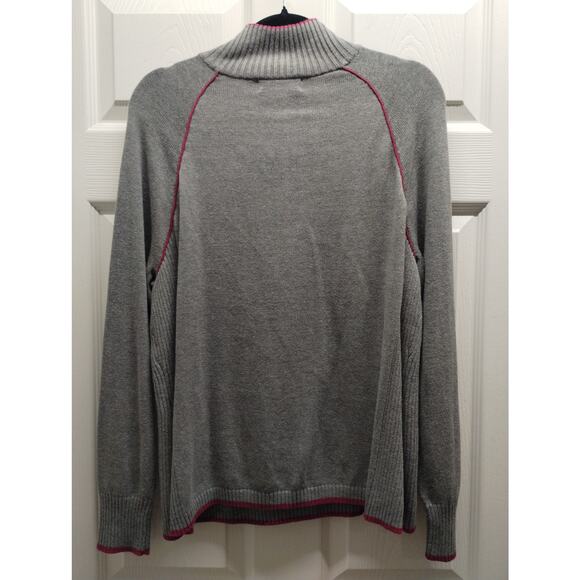 Eddie Bauer Women's Size XL Gray Quarter Zip Pink Trim Pullover Knit Sweater - Picture 3 of 5